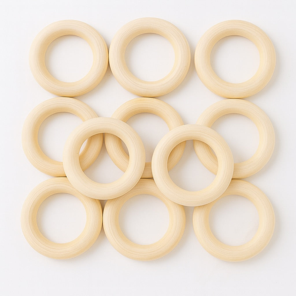 Pack 10 Aros de Madera Natural Ø50 mm | Macramé