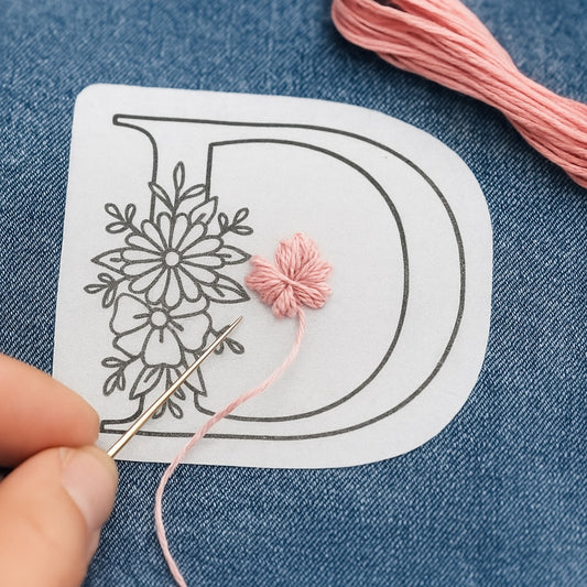 Plantillas hidrosolubles para bordar – Alfabeto con motivos florales