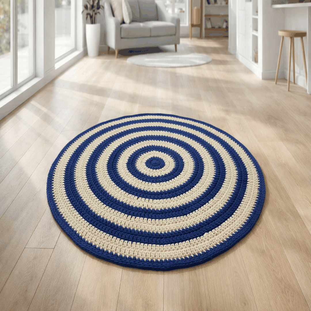 Patrón | Alfombra Mediterráneo de trapillo a crochet