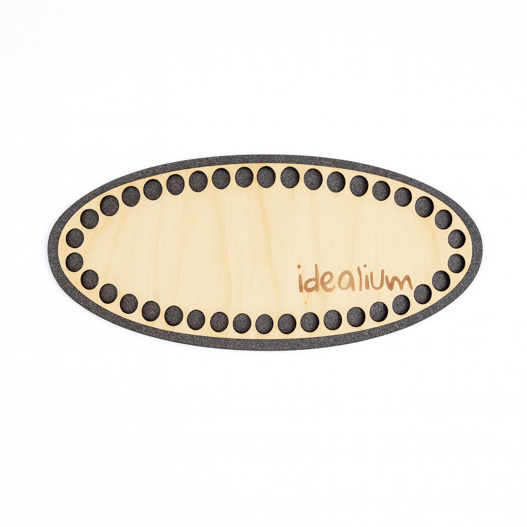 base ovalada perforada de madera para bolsos