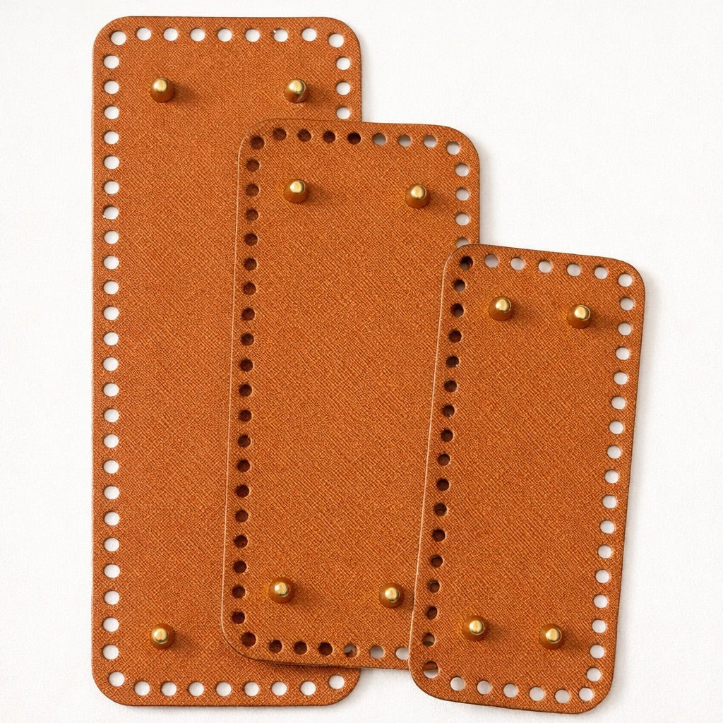 Base rectangular sintética marrón para bolsos (perforada)