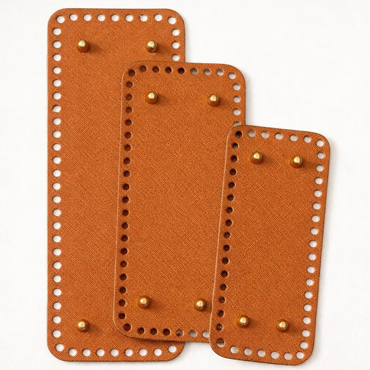 Base rectangular sintética marrón para bolsos (perforada)