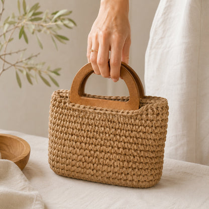 Semi-circular wooden handbag handles · 12 cm · Pair