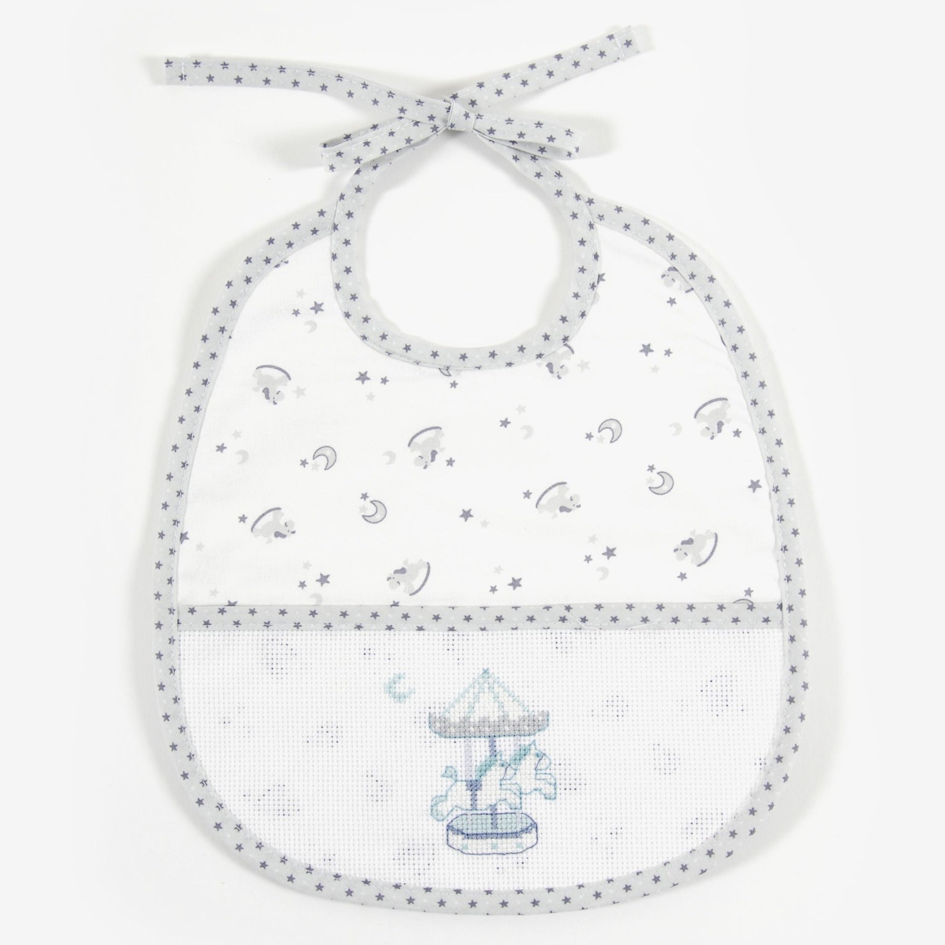 Babero 6 meses para bordar Baby Stars gris