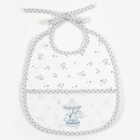 Babero 6 meses para bordar Baby Stars gris